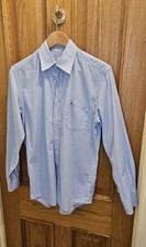 Lacoste Light Blue Long Sleeved Checked Collared Cotton Shirt, Medium