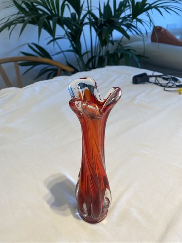 Murano red glass - glass, vase