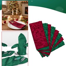 Christmas Damask Napkins 8 Pack 20x20" Red Green Cloth Xmas Dinner Table Decor