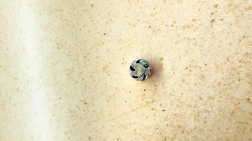 Silver tone round - tone, bead