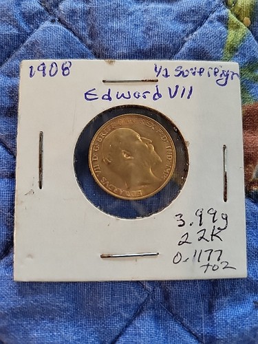 Gold 1908 sovereign rare - gold, 1/2