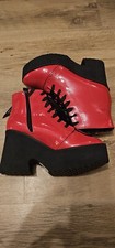 Iron Fist Red Patent Bat Wing Boots Uk 6