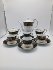 Lovely Unbranded China Black & Gold Coffee Set for 4
