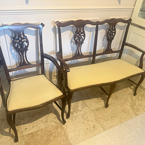 Wood art deco settee - art, &
