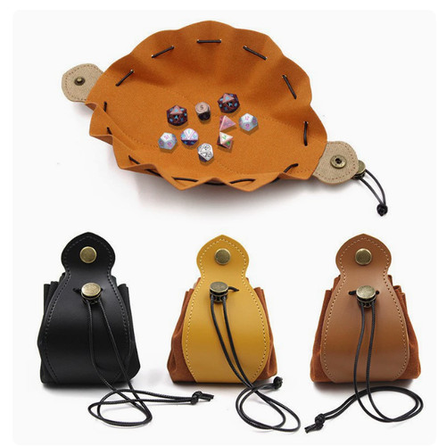 Leather drawstring dice - leather, bag