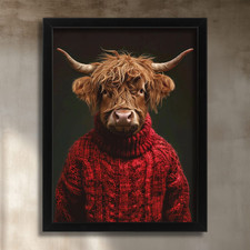 Highland Cow Portrait Wall Art