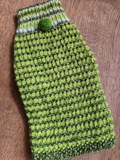 9" Long Puppy Dog Handmade Green Knitted Coat