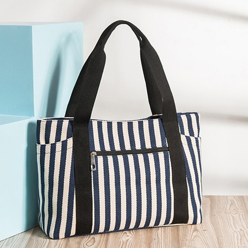 Striped canvas handbag - striped,