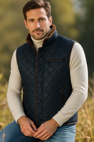 Sheepskin vest men leather - vest,