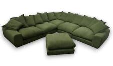 LOAF Wodge Modular Sofa with Footstool in Good Green Clever Deep Velvet (1719)