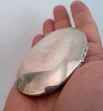 MidCentury!? Silver Plate Pocket  Travel Compact Mirror~SeaShell Stylish Mirror