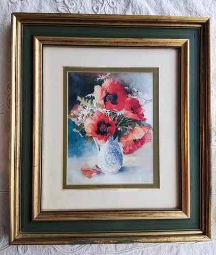 Watercolour poppies framed - watercolour,