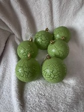 Set Of 6 Crackle Lime Green