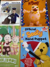 4 Toy Knitting Patterns Childrens TV Mr. Blobby, Sooty, Postman Pat & Tombliboos