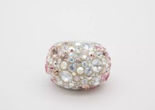 Swarovski Nirvana Fully Cut Crystal Glitter Pink White Chunky Ring Size 55 UK N