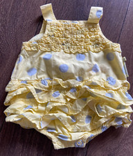 Baby K Myleene Klass Baby Girl Yellow/Grey Spot Frilly Romper Newborn UPTO 10lb