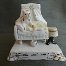 Vintage Porcelain Fairing: Dog in Bed “Who said rats?”