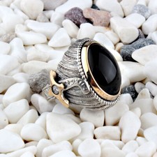 Handmade pure 925 SILVER men rings gift Box black Onyx all sizes 40,000 sold