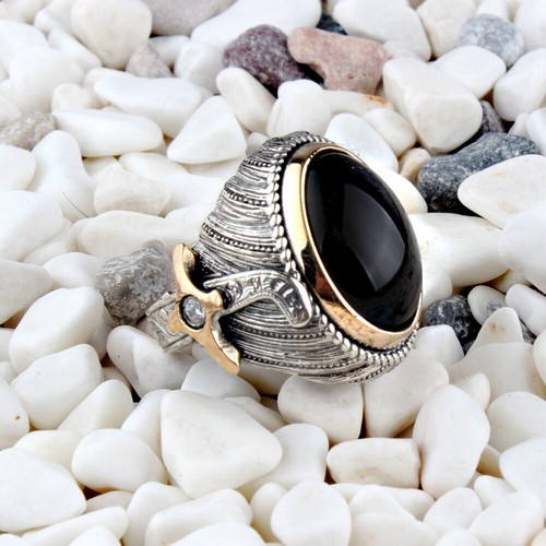 Black men silver ring handmade - silver,
