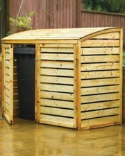 Wooden Double Wheelie Bin Store Storage Shed Rowlinson Pressure Treated Lockable