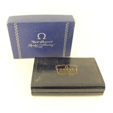 GENUINE OMEGA WATCH BOX VINTAGE BLUE WORLD RENOWNED ACCURACY 1950s