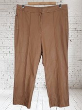 Marks And Spencer Brown Faux Leather Trousers Size 14 Short Leg