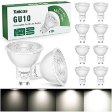 Tailcas GU10 LED Bulbs Dimmable, Cool White 6000K 7W Halogen LED Light Bulb 5pcs