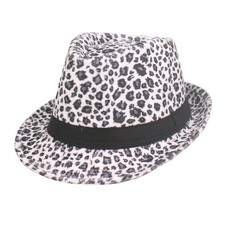 Women Ladies Classic Leopard Print Fedora Hat Jazz Trilby Hat Outdoor Casual Cap