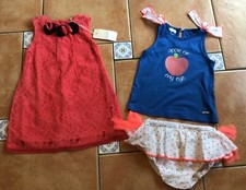 W@W Cute* FOQUE 2Piece * BUTTERSCOTCH Lace Dress with Flower Appliqué 3yr NWT£80