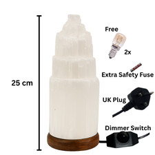 Selenite Tower Lamp 25cm