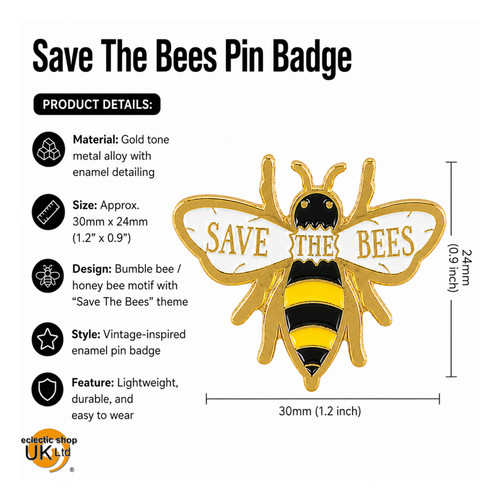 Save the bees - bees, enamel