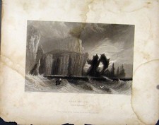 Original Old Antique Print