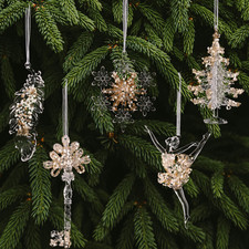 Christmas Acrylic Ornaments Set with Glitter Transparent Hanging Decorations