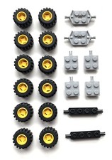 LEGO Wheels & Axles Bundle / Lot - 12 Car Wheels Tyres Axels - Yellow