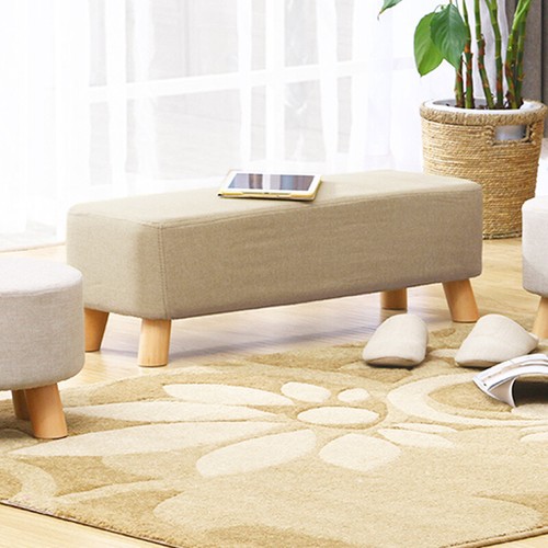 Wood leg fabric footrest stool - fabric,