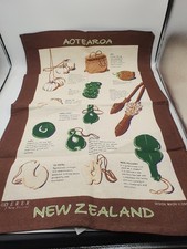 Derek of New Zealand Tea Towel Cotton Maori Icons Aotearoa Koru Tiki Kete Pois