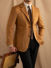 Tan Leather Blazer Men Pure