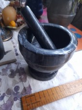 Black Marble Pestle and Mortar Set 9cm High Vgc