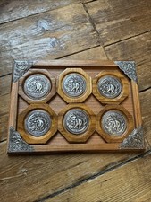 Wooden COASTERS (x6) and TRAY