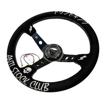 350MM 3"DEEP DISH 6-BOLT STEERING WHEEL BLACK SUEDE Anti-Stock - Drift King