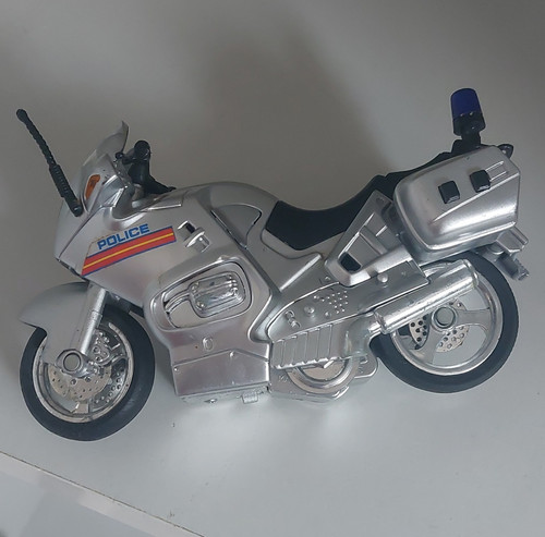 Silver police motorcycle toy - silver,