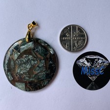 SERAPHINITE COPPER BONDED ROUND PENDANT with GOLD PLATED BAIL