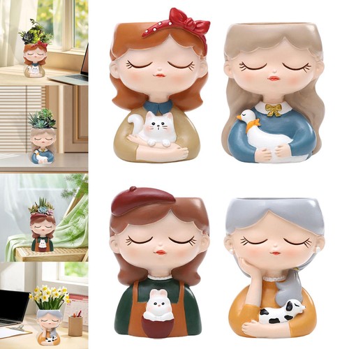 Girl figurine planter pot - figurine,
