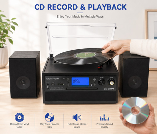 Retro vinyl record player - record,