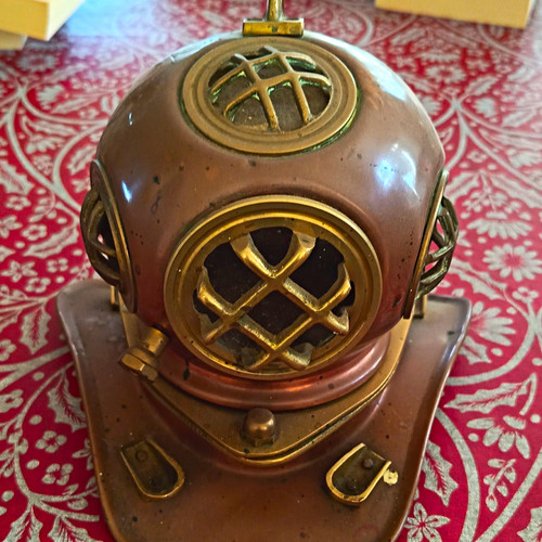 Copper and brass diving helmet - copper,
