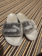 Puma Leadcat Fenty Quarry-Puma Silver (grey) fluffy sliders size 8 Over £100 New