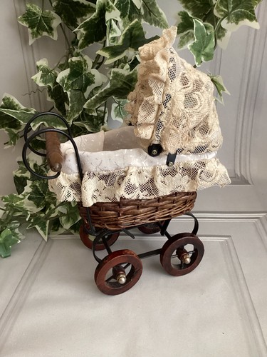 Vintage style doll pram - vintage, cream