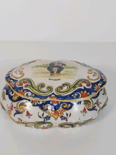 French majolica trinket box - french, "