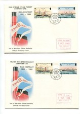 Isle of Man 1982 pair of Steam Packet mail contact FDC's posted on board