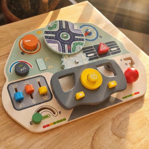 Wooden interactive car busy - car,